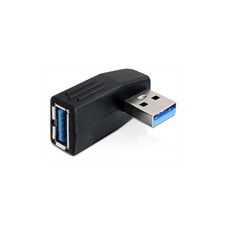 DeLOCK USB 3.0 -kulmasovitin, 90° sivulle, Type A uros - naaras, musta