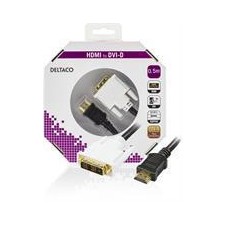 DELTACO HDMI - DVI kaapeli, 19-pin-DVI- D Single Link, 0,5m, musta