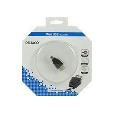 DELTACO USB-adapter Typ A ho - Typ Mini-B ha, svart