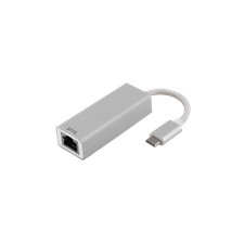 DELTACO PRIME USB-C-verkkosovitin, Gigabit, RJ45, alumiinia, hopea