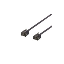DELTACO U/UTP Cat6a patch cable, flat, 0.15m, 1mm thick, black