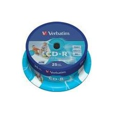 Verbatim CD-R, 52x, 700 MB/80 min, 25-pakkaus, spindle, AZO, printable
