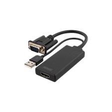 DELTACO VGA - HDMI-sovitin, ääni USB-väylän kautta, 1080p, musta