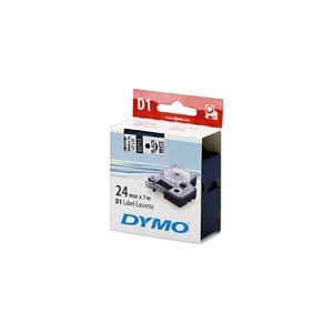 DYMO D1 merkkausteippi standardi 24mm, valkoinen, 7m rulla