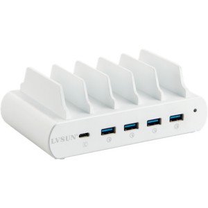 110W 5-Port Charging station, stand, 1x USB-C PD, 4x USB-A QuickCharge