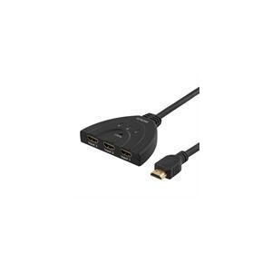 DELTACO HDMI Pigtail kytkin, auto/manual HDMI-kytkin, 3-1, musta