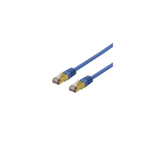 DELTACO S/FTP Cat6a patch cable, delta cert, LSZH, 0,5m, blue
