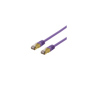 DELTACO S/FTP Cat6a patch cable, delta cert, LSZH, 0,5m, purple