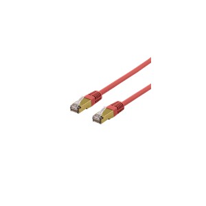 DELTACO S/FTP Cat6a patch cable, delta cert, LSZH, 0,5m, red