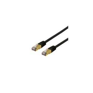 DELTACO S/FTP Cat6a patch cable, delta cert, LSZH, 1,5m, black
